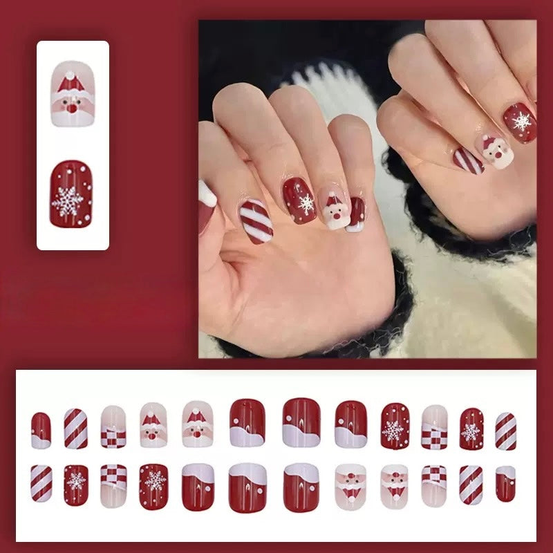 24Pcs Snowflake Christmas Nails