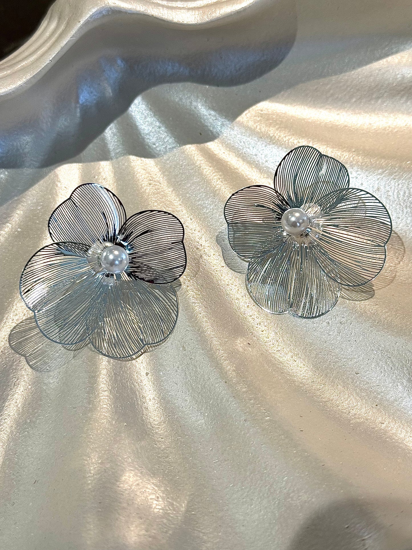 Silver Magnolia Earrings