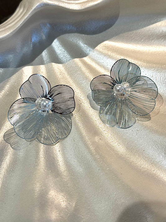 Silver Magnolia Earrings