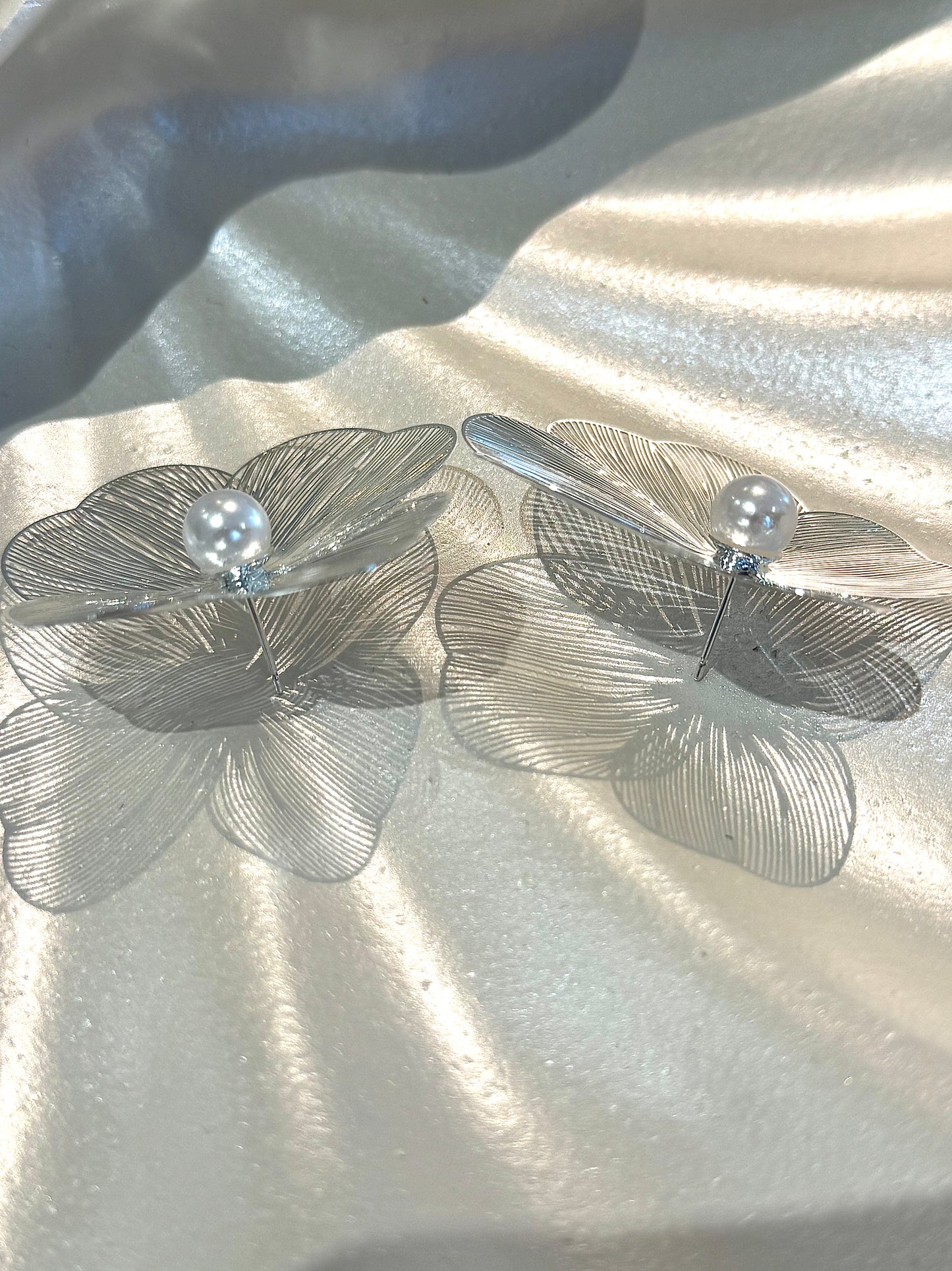 Silver Magnolia Earrings