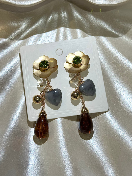 Vintage Amber Drop Earrings